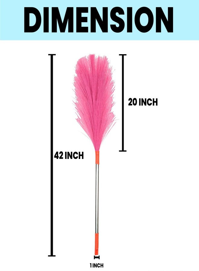 Turtuls Group Plastic Long Lasting Stanless Steel Broom Indoor Outdoor Cleaning 42x1 Inch Size Multicolor Pack-2 - Image 2